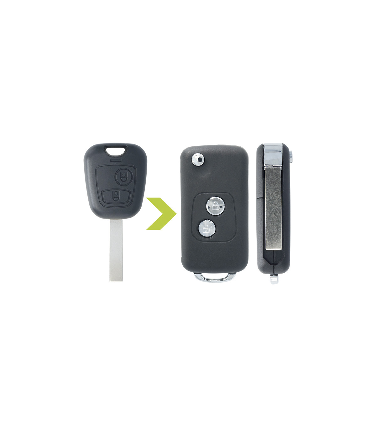 Coque de clé modifié rétractable pour Peugeot 307, CC et SW - photo 2