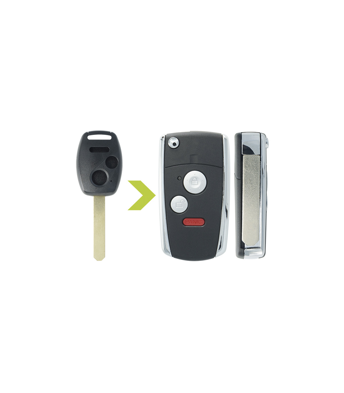 Coque clé modifiée Honda 3 boutons pour Accord, Civic, Coupe, CR-V, FR-V, HR-V, Insight, Jazz, Legend, Odyssey...