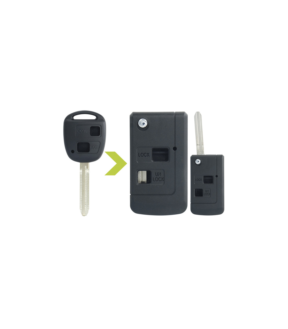 Coque clé modifiée 2 boutons pour Lexus, Auris, Land Cruiser, Rav4, Verso, Yaris