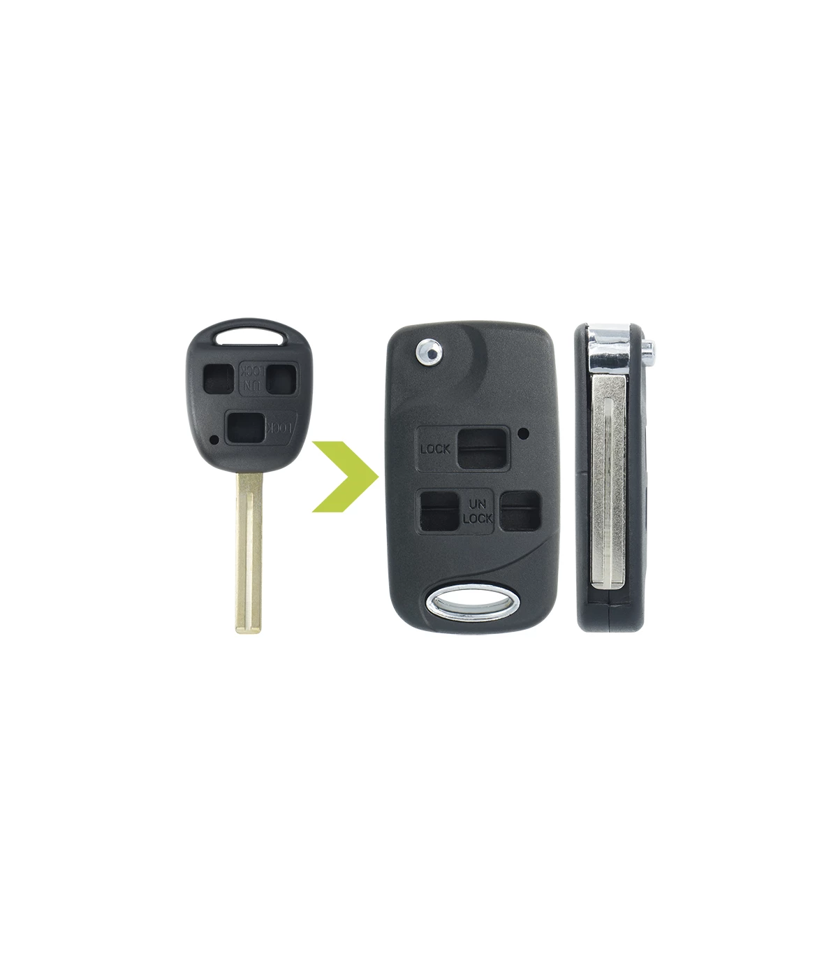 Coque avec lame 3 boutons compatible Toyota Auris, Land Cruiser, Rav4, Verso, Yaris - photo 2
