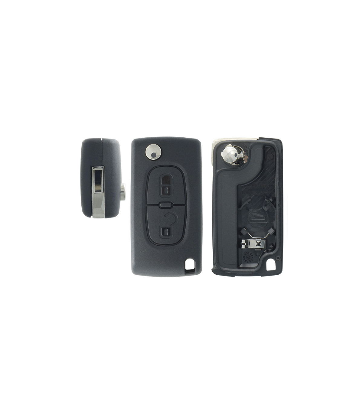Coque clé Peugeot Citroën 2 boutons pour Berlingo, C2, C3, C4, Partner, Expert, 308 etc...