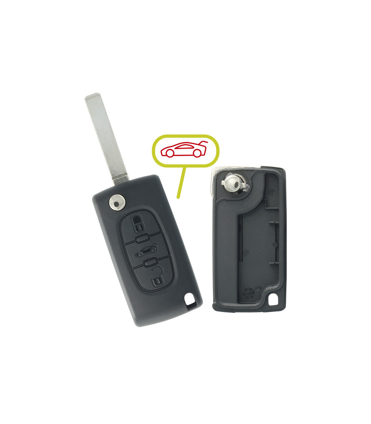 Coque PSA 3 boutons pour Citroën Berlingo - Peugeot 207CC, 207SW, 307CC, 307SW, 308CC, 308SW, 407, 607, Partner, RCZ