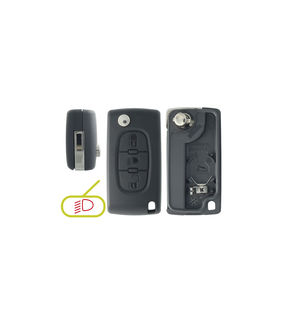 Coque de clé 3 boutons pour Citroën C4 (2004-2010), C4 Picasso (2006-2013), C5 (2009-2017), C6 (2006-2012)