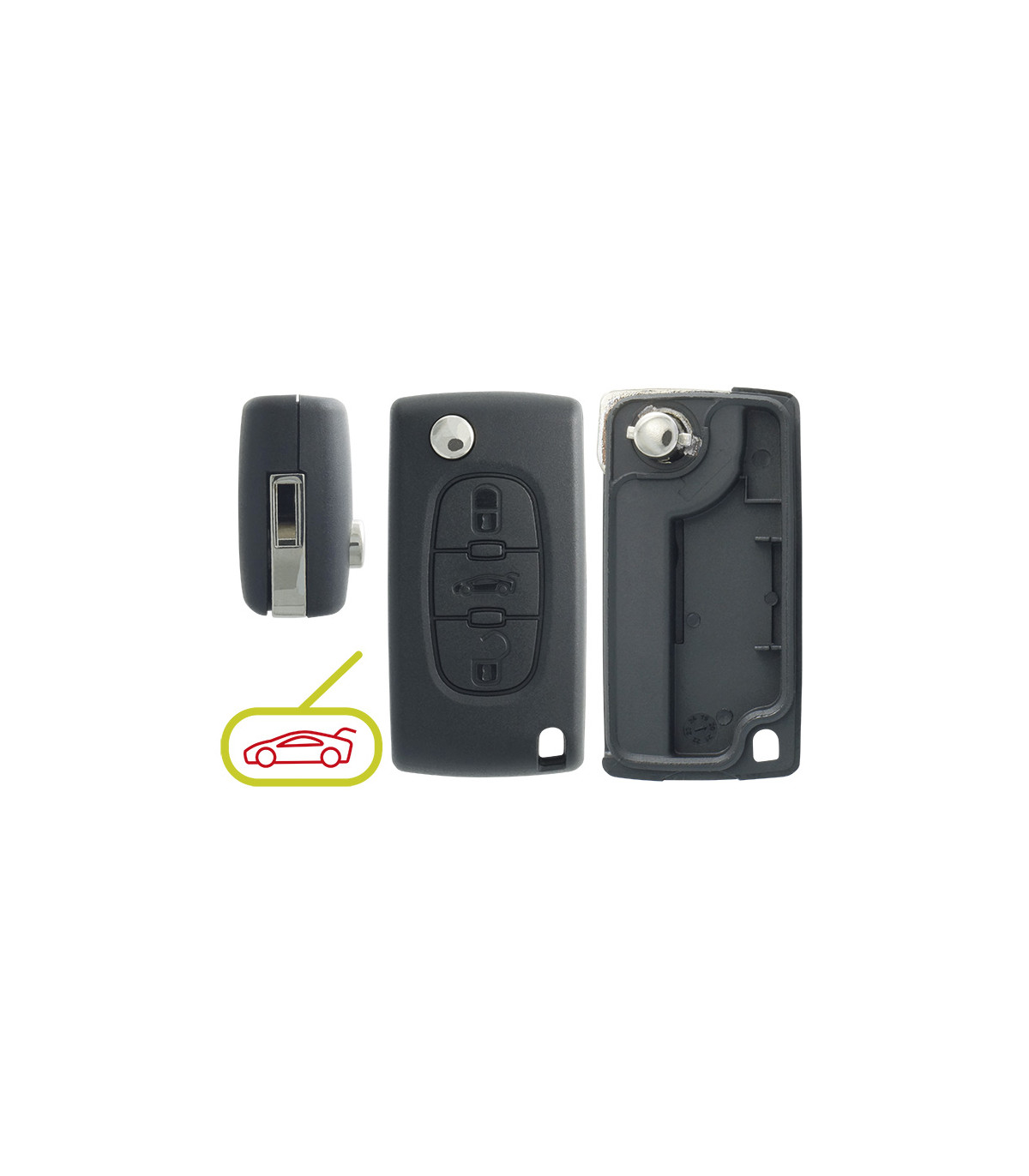 Coque PSA 3 boutons, Berlingo, C5, C6, Jumpy - 207CC, 207SW, 307CC, 307SW, 308CC, 308SW, 407, 607, Partner, Expert, RCZ