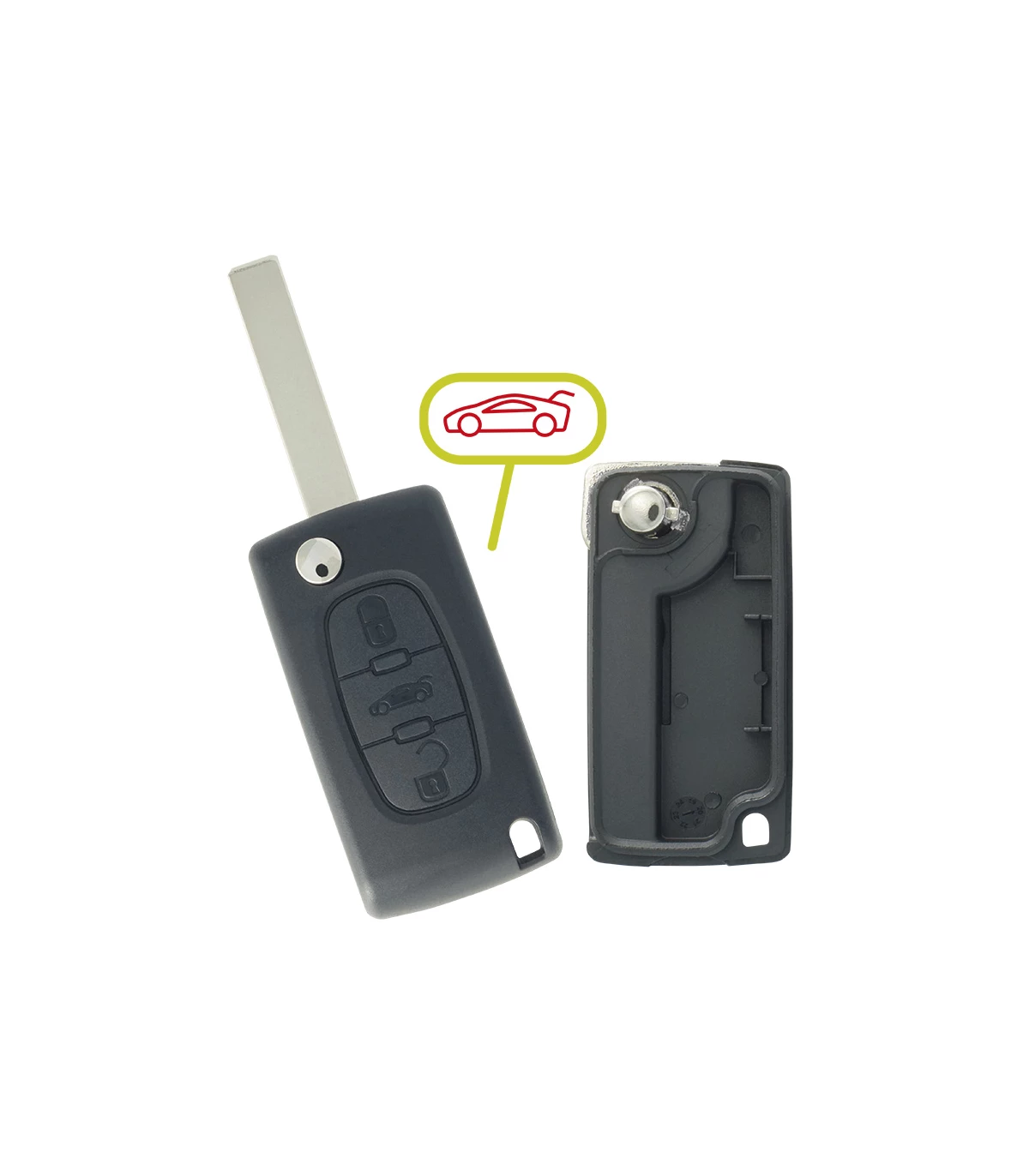 Coque PSA 3 boutons, Citroën C5, C6 - Peugeot 207CC, 207SW, 307CC, 307SW, 308CC, 308SW, 407, 607, RCZ - photo 2