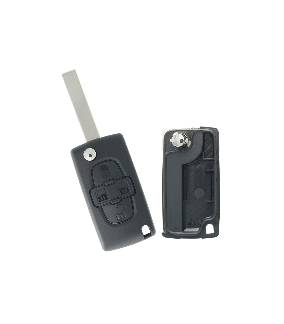 Coque de clé 4 boutons pour Citroën C8 (2002-2014) - Peugeot 807 (2005-2014)