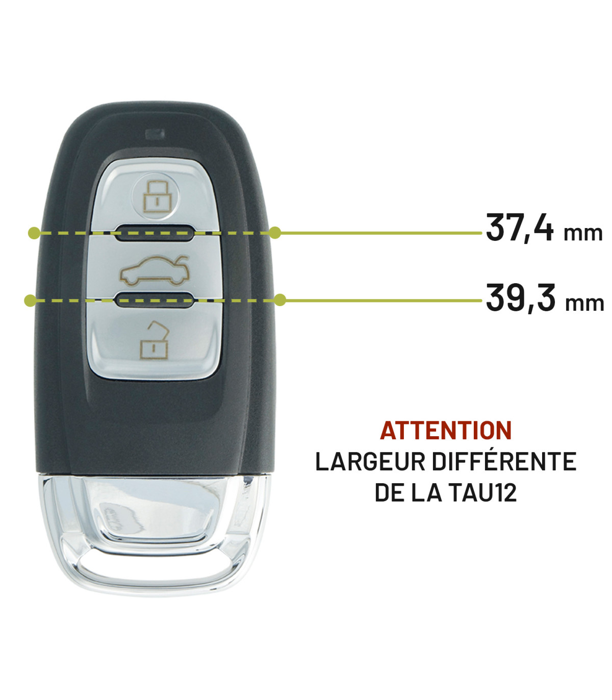Coque de clé télécommande Audi A4 (2009-2015), A5 (2011-2015), A6 (2012-2018) 3 boutons - photo 2